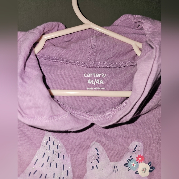 3 For $10 Carter's Lavender Fox Hoodie - Picture 2 of 3